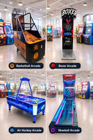 Basketball, Boxing, Air Hockey. Skeeball Machines starting at $4,480.00