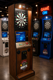 Take Aim Walnut Electronic Dart Machine – Commercial Coin-Operated with Free Play & Online Play Options