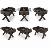 Foosball Table with Modern Brown Wood and X-Leg Design  – Custom Artwork Available