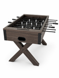 Foosball Table with Modern Brown Wood and X-Leg Design  – Custom Artwork Available