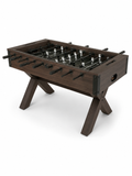 Foosball Table with Modern Brown Wood and X-Leg Design  – Custom Artwork Available