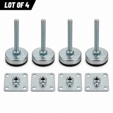3/8" Thread Arcade Cabinet Leg Leveler with Mounting Plate – Steel Plated