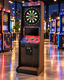 Take Aim Walnut Electronic Dart Machine – Commercial Coin-Operated with Free Play & Online Play Options