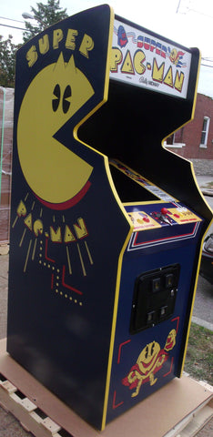 SUPER PACMAN ARCADE WITH A LOTS OF NEW PARTS-LOOKS LIKE A BRAND NEW GAME-HEAVY DUTY, COIN OPERATED, COMMERCIAL GRADE WITH FREE PLAY OPTION